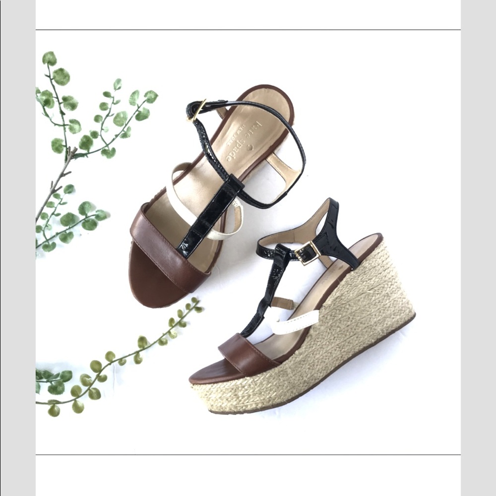 Kate spade espadrille wedges rope brown black